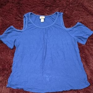 Mossimo Supply Co. Blue Cold Shoulder Tee
